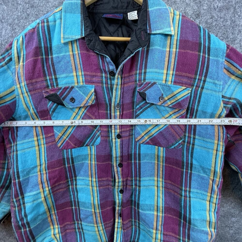 Dakota‎ Jacket Mens Large Bright Plaid Quilted Chore Coat 80s 90s Style - Picture 5 of 7